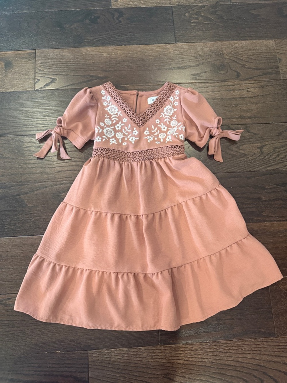 Speechless Kids Dusty Rose Tiered Embroidered Girls' Dress - Size 5